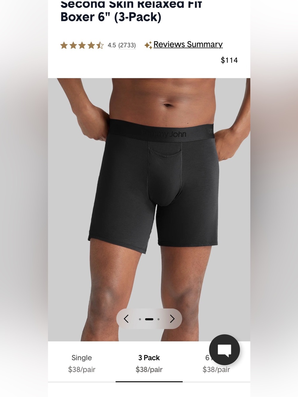 Tommy John Second Skin Men's Underwear, Size Large Black Boxers Relaxed Fit NWOT